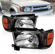 1996-1998 Black Glass Headlight + Corner Light Pair For Toyota 4Runner w/ Bulb picture