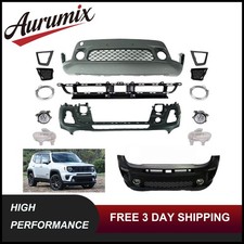 Fits 2019-2023 Jeep Renegade Complete Front Bumper Cover Kit W/Grille Fog Lights picture