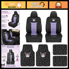 Cute Kuromi Car Seat Covers & 4PC Carpet Floor Mats - Universal Fit for Cars, SU picture