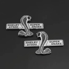 2PC 2005 - 2024  MUSTANG SHELBY GT500 SUPER SNAKE GRILLE GRILL EMBLEM CHROME picture