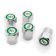 5PC Green N2 Nitrogen Tire Valve Stem Caps Chromed Aluminum picture