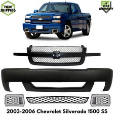 Front Bumper Cover Primed & Grille Assembly Kit For 2003-07 Chevy Silverado 1500 picture