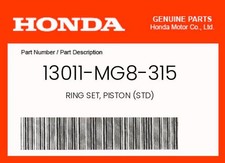 Honda Genuine Ring Set, Piston (Std) - 13011-Mg8-315 picture