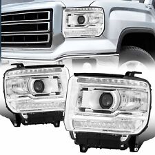 2x For 2014-2018 GMC Sierra 1500 DRL Projector Chrome Headlight Clear Reflector picture