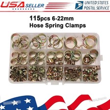 115PCS 6-22mm Hose Clamp Assortment Kit Steel Spring Clip Water Fuel Tube Pipe picture