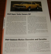 1969 Chevy Camaro Yenko 427 Spec Info Photo 69 SC COPO 68 67 picture