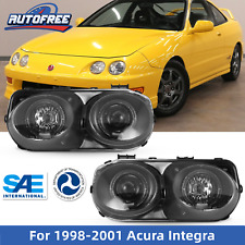 For 1998-2001 Acura Integra Headlights Front Projector Halo Headlamp Black Clear picture
