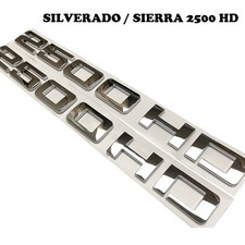 2PC Gloss Silver 2500 HD Emblems For Silverado Sierra Door Fender Badge Decal picture