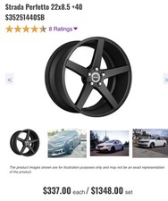 22 inch 22x8.5 Strada PERFETTO GLOSS BLACK wheels rims 5x4.5 5x114.3 +40 picture
