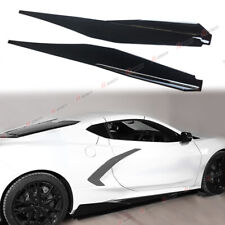 Fits 2020-2023 Corvette C8 5VM Style Gloss Black Side Skirts Extension Panel Lip picture