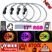 4x17.5'' Double Row LED Wheel Ring Lights Bluetooth Color RGB  Rim Lights picture