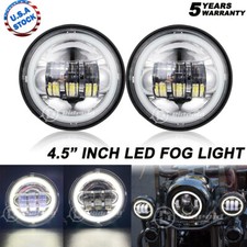 2x 4.5 Inch Chrome Halo DRL LED Spot Fog Passing Light Lamp For Harley Davidson picture