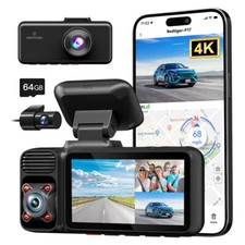 REDTIGER 4K F17N 3 Channel Dash Cam 5G WiFi Front Rear Inside Free 64GB SD Card picture