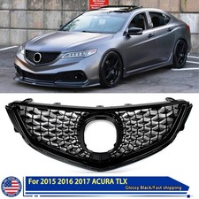 For 2015 2016 2017 ACURA TLX 2018 Style Front Bumper Grille Gloss Black Grill picture