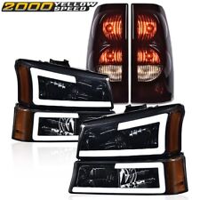 Fit For 2003-2007 Silverado Smoked LED DRL Headlights Bumper Lamps Tail Lights picture