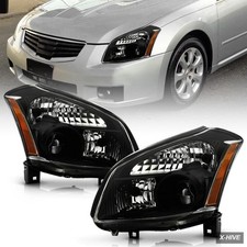 - for [Halogen Model] 2007-2008 Nissan Maxima Black Projector Headlights Headlam picture