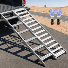 VNN Aluminum Motorcycle Ramp with Walking Step 1100 LBS Loading Ramp Slivery 1PC picture