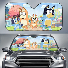 Bluey Family Car Sun Shade, Movie Cartoon Theme Print Auto Sun Shade picture
