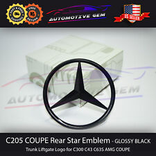 C205 COUPE Mercedes GLOSS BLACK Star Emblem Rear Trunk Lid Logo Badge AMG C300 picture