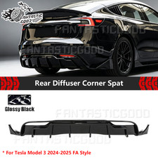 For Tesla Model 3 24-25 FA Style Shark Fin Rear Diffuser Corner Spat Gloss Black picture