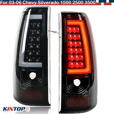 Fits 03-06 Chevy Silverado 1500 2500 3500 Black LED Tube Tail Lights Brake Lamps picture