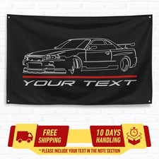 Custom Flag For Nissan R34 GT-R Car Owners 3x5 ft Personalized Banner Gift picture