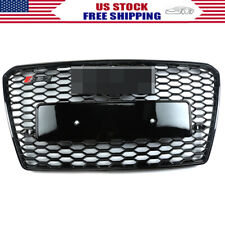 FRONT RS7 STYLE MESH BUMPER HOOD HEX GRILLE BLACK FOR 2012-2015 AUDI A7/S7 C7 picture