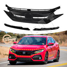 For 2019-20 Honda Civic Glossy Black Front Hood Mesh Grille With Eyelid Molding picture