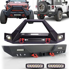 Steel Front/Rear Bumper For 2007-2018 Jeep Wrangler JK JKU w/LED Lights+2*D-Ring picture