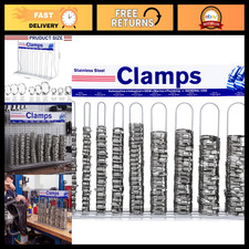 200pcs Stainless Steel Hose Clamp Assortment with Display Rack - Multiple Sizes picture