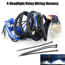 4-Headlight Relay Wiring Harness H4 Headlamp Light Bulb Ceramic Socket Plugs Set picture