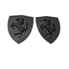 Ferrari F430 488 360 365 Carbon Fiber Fender Shield Black Badge Emblem Set picture