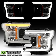 For 2018-2020 Ford F150 Chrome LED Tube SwitchBack Signal Headlights Headlamps picture