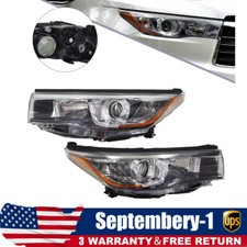 Headlight OEM Left & Right Side Assembly For 2014-2016 Toyota Highlander Black picture