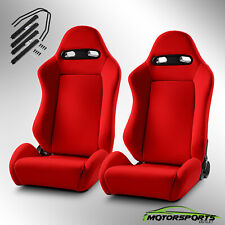 Reclinable Red Fabric Classic Style Racing Seats Left/Right W/Slider picture