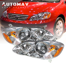 For 2003-2008 Toyota Corolla Headlights Housing Chrome Clear Lens Left+Right Set picture