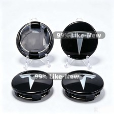 4PCS BLACK & SILVER 56mm/2.2in Center Caps FOR TESLA Model 3, X, S 6005879-00-A picture