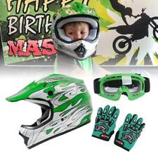 TCMT DOT Youth Green Flame Dirt Bike ATV Motocross Offroad Helmet+Goggles S-XL picture