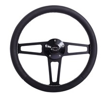 Grant Products 1916-2 Steering Wheel 14 Inch Diameter 3 Spoke Black Leather Grip picture