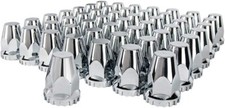 60PCS 33mm Lug Nut Covers Chrome Screw-On ABS Plastic Semi Truck picture