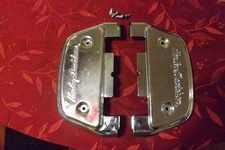 HARLEY FOOT BOARD FLOOR BOARD FOOTBOARD FLOORBOARD REAR CHROME SCRIPT COVERS picture