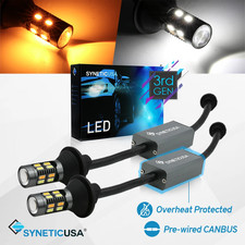 2x 3157/4114K Error-Free Switchback LED White Amber Turn Signal/DRL Light Bulbs picture