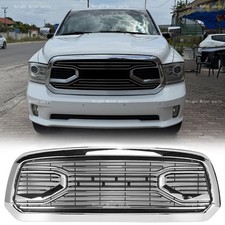 Chrome Silver Racing Grille Bumper Grille For Dodge RAM 1500 2013-2018 W/Letters picture