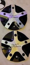 (2) Milanni Gloss Black & Polished Aluminum Wheel Center Caps C457MF-2 CAP 6.25 picture
