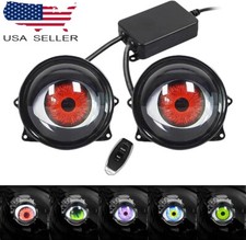 2PCS LED Dynamic Devil Eyes Light 33 Modes 12V Remote Control Headlight Retrofit picture