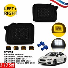 1-10x Solid White Sequential Amber LED DRL For Subaru WRX Premium 15-21 Smoked picture