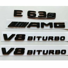 For Mercedes Benz W212 W213 E63s AMG V8 BITURBO All Gloss Black Emblems Badges picture