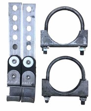 (2) Universal Exhaust Tailpipe Hangers 360° Swivel Hangers (2) 3” Clamps picture