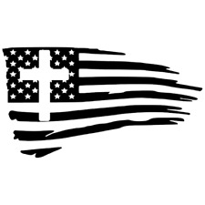USA CROSS Distressed American Flag Car Window Vinyl Decal Graphic Sticker NEW picture