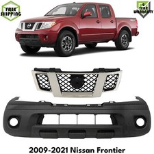 Front Bumper Cover Primed Plastic & Grille Kit For 2009-2021 Nissan Frontier picture